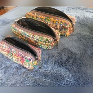 Set of 3 Multicolor Silk Pencil Pouches